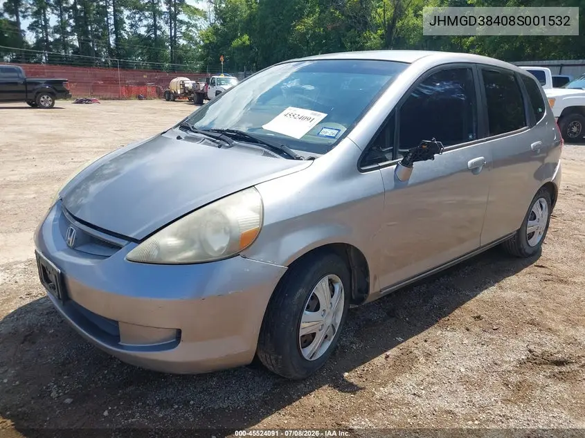 2008 Honda Fit VIN: JHMGD38408S001532 Lot: 45524091