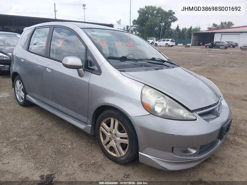2008 Honda Fit Sport VIN: JHMGD38698S001692 Lot: 45548468