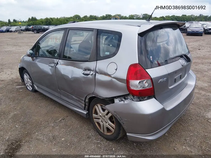 2008 Honda Fit Sport VIN: JHMGD38698S001692 Lot: 45548468