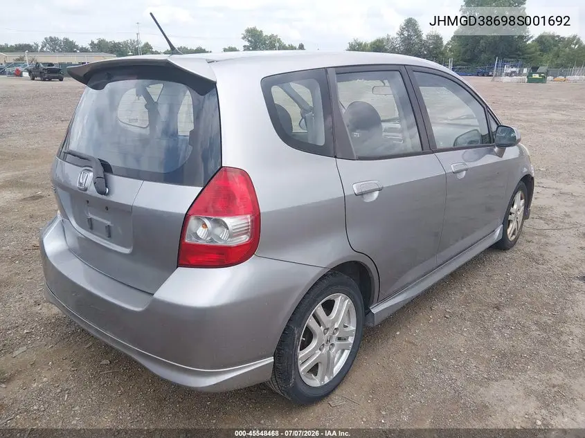2008 Honda Fit Sport VIN: JHMGD38698S001692 Lot: 45548468