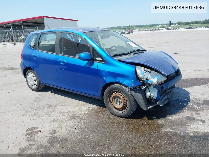 2008 Honda Fit VIN: JHMGD38448S017636 Lot: 45555938