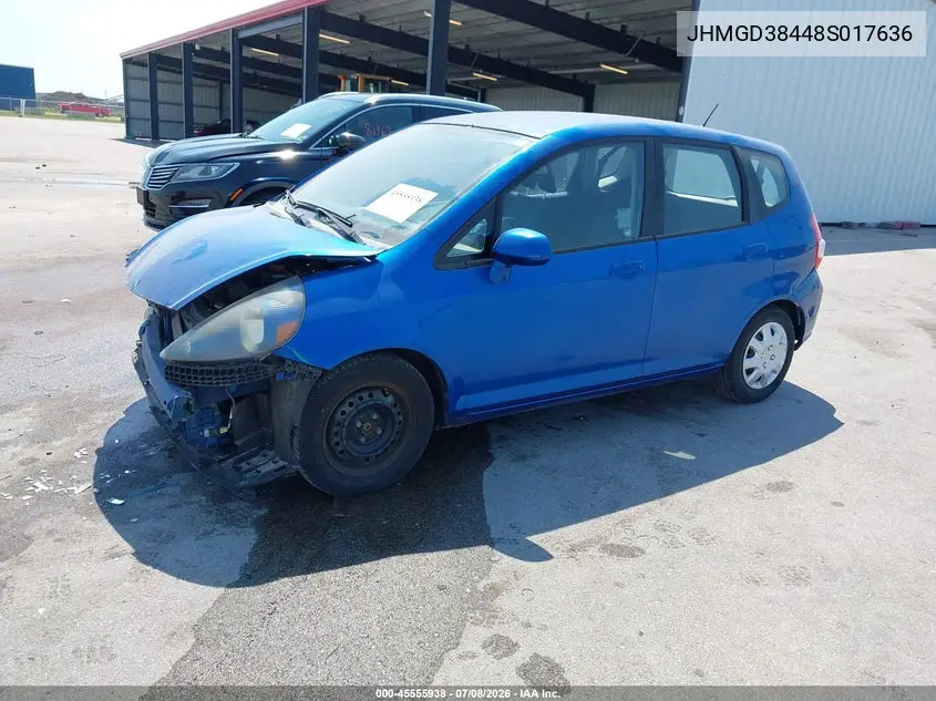 2008 Honda Fit VIN: JHMGD38448S017636 Lot: 45555938