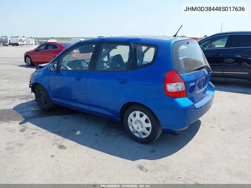 2008 Honda Fit VIN: JHMGD38448S017636 Lot: 45555938