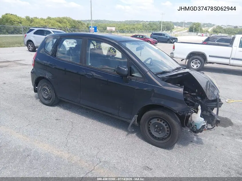 2008 Honda Fit VIN: JHMGD37478S062944 Lot: 45615160