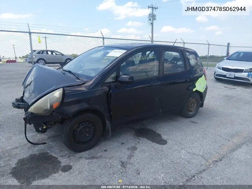2008 Honda Fit VIN: JHMGD37478S062944 Lot: 45615160