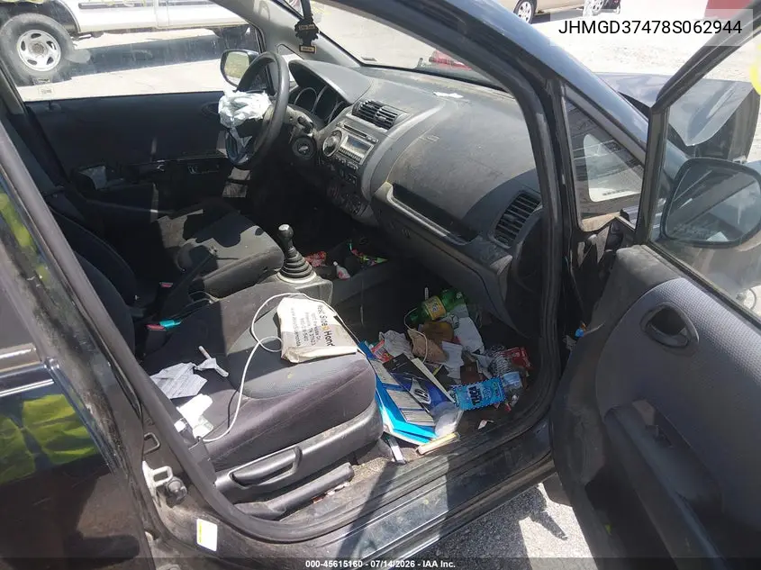 2008 Honda Fit VIN: JHMGD37478S062944 Lot: 45615160