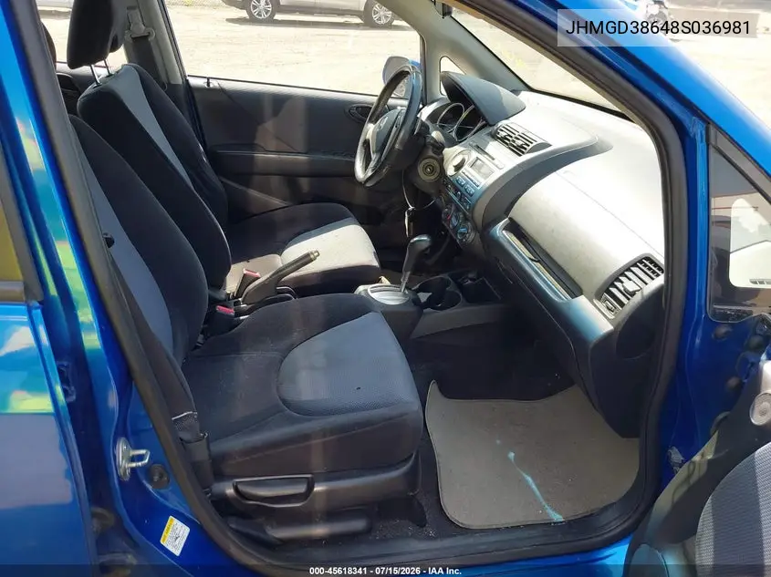2008 Honda Fit Sport VIN: JHMGD38648S036981 Lot: 45618341