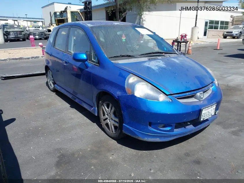 2008 Honda Fit Sport VIN: JHMGD37628S003334 Lot: 45640566