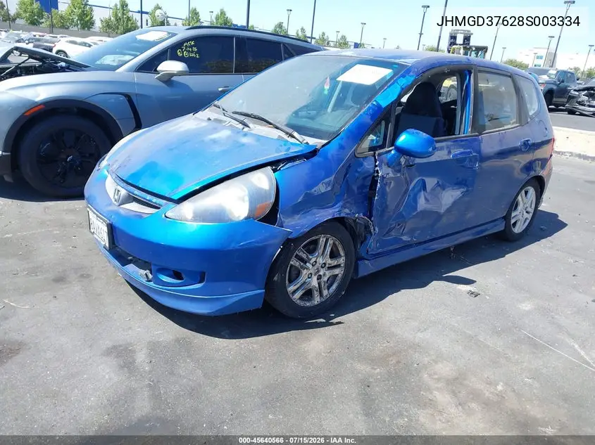 2008 Honda Fit Sport VIN: JHMGD37628S003334 Lot: 45640566
