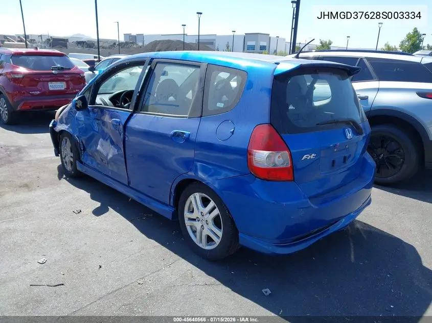 2008 Honda Fit Sport VIN: JHMGD37628S003334 Lot: 45640566
