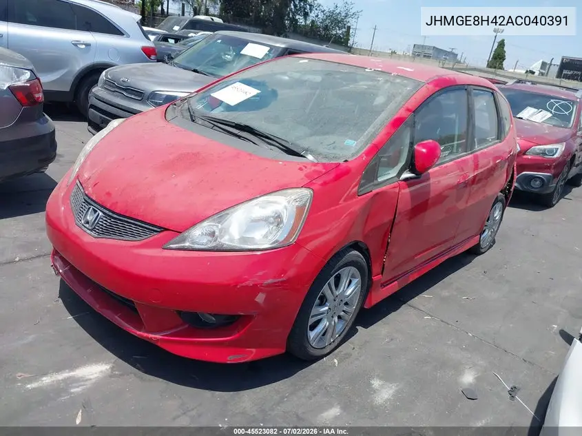 2010 Honda Fit Sport VIN: JHMGE8H42AC040391 Lot: 45523082