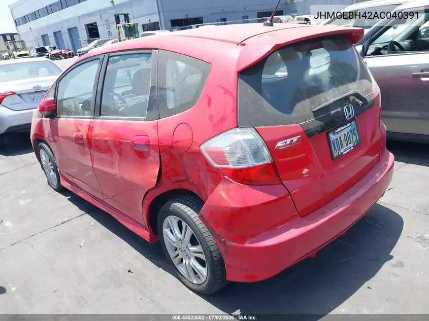 2010 Honda Fit Sport VIN: JHMGE8H42AC040391 Lot: 45523082