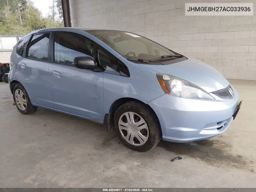 2010 Honda Fit VIN: JHMGE8H27AC033936 Lot: 45534911