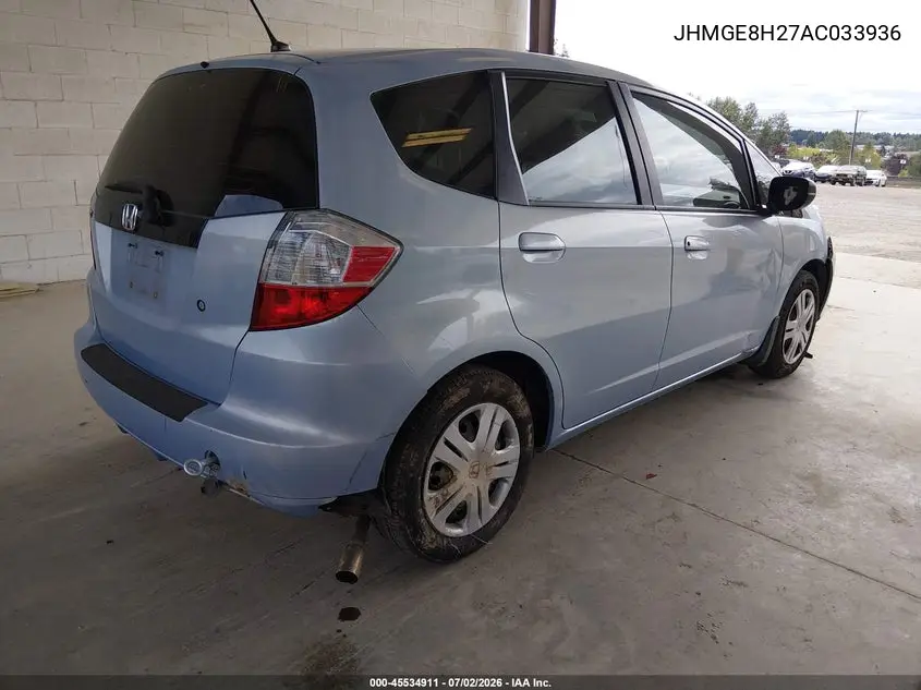 2010 Honda Fit VIN: JHMGE8H27AC033936 Lot: 45534911