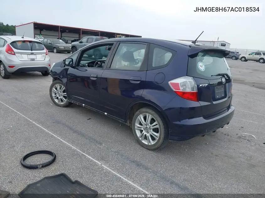 2010 Honda Fit Sport VIN: JHMGE8H67AC018534 Lot: 45540481