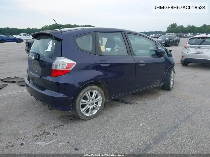 2010 Honda Fit Sport VIN: JHMGE8H67AC018534 Lot: 45540481