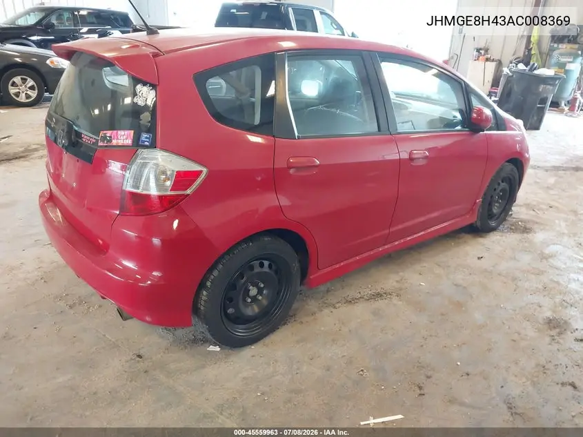 2010 Honda Fit Sport VIN: JHMGE8H43AC008369 Lot: 45559963