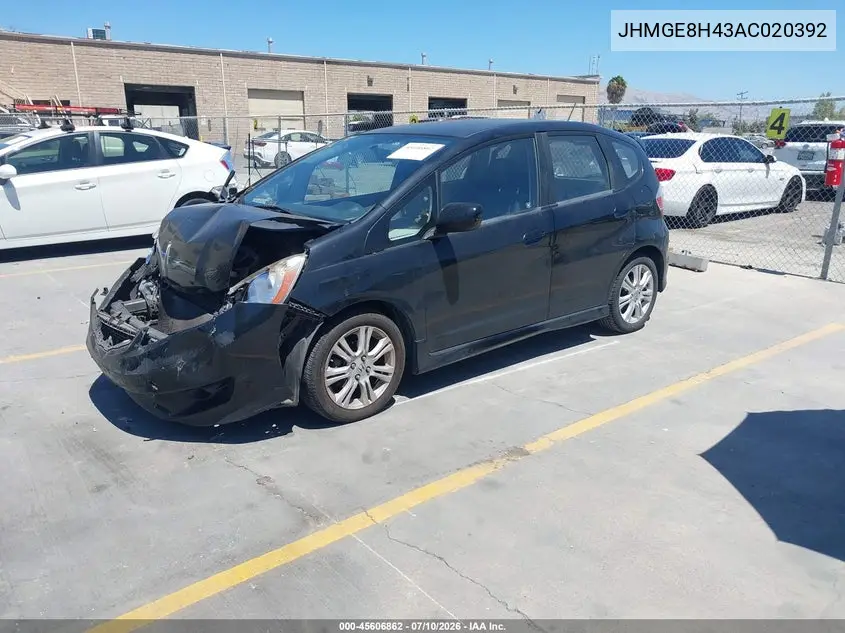 2010 Honda Fit Sport VIN: JHMGE8H43AC020392 Lot: 45606862