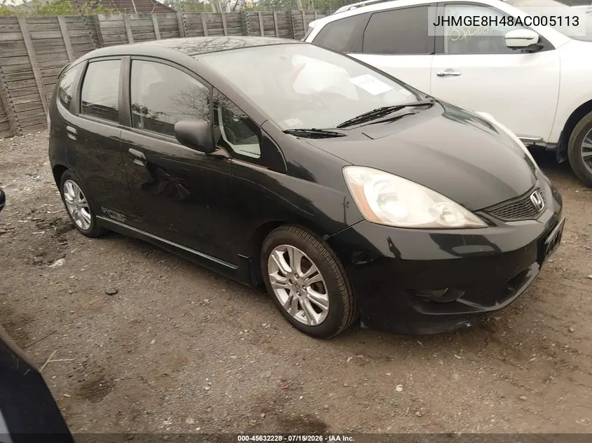 2010 Honda Fit Sport VIN: JHMGE8H48AC005113 Lot: 45632228