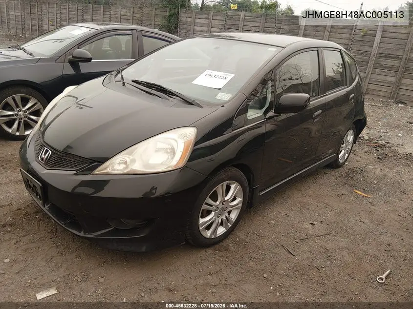 2010 Honda Fit Sport VIN: JHMGE8H48AC005113 Lot: 45632228