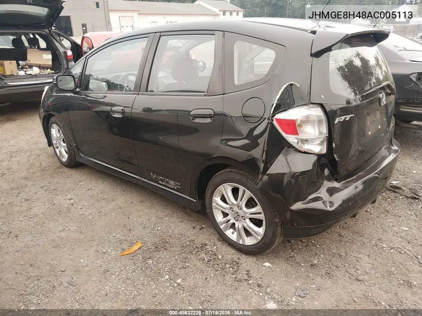 2010 Honda Fit Sport VIN: JHMGE8H48AC005113 Lot: 45632228