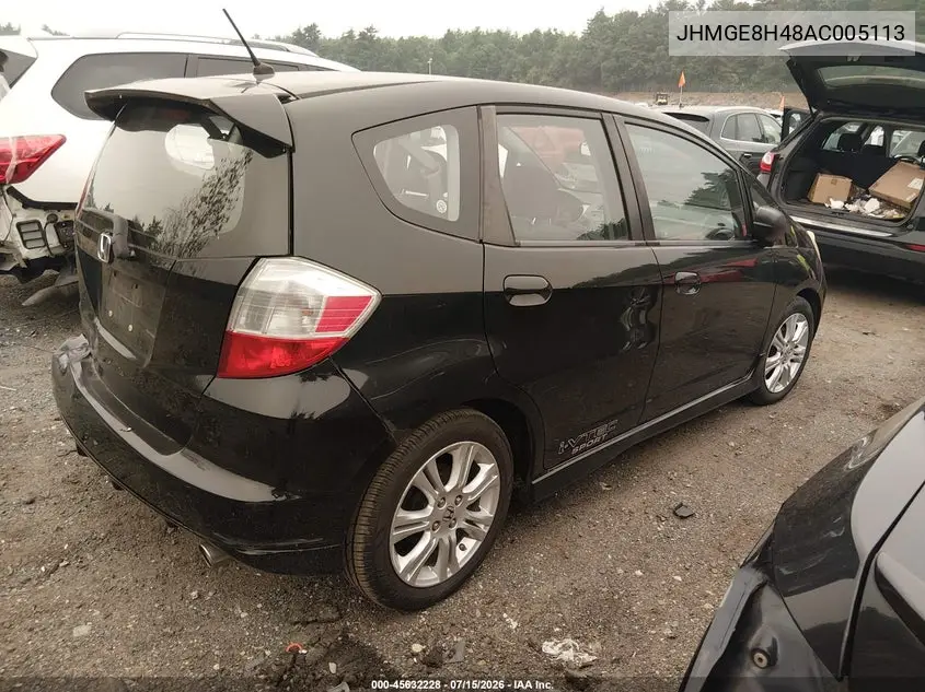 2010 Honda Fit Sport VIN: JHMGE8H48AC005113 Lot: 45632228