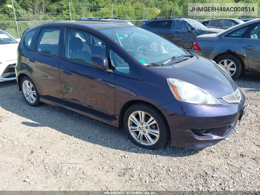 2010 Honda Fit Sport VIN: JHMGE8H48AC008514 Lot: 45637677
