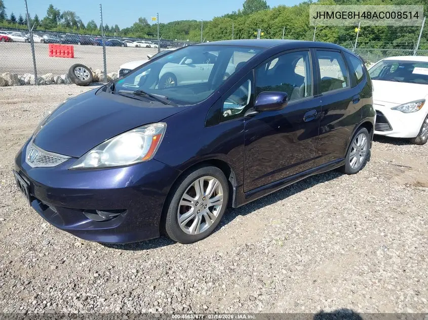 2010 Honda Fit Sport VIN: JHMGE8H48AC008514 Lot: 45637677