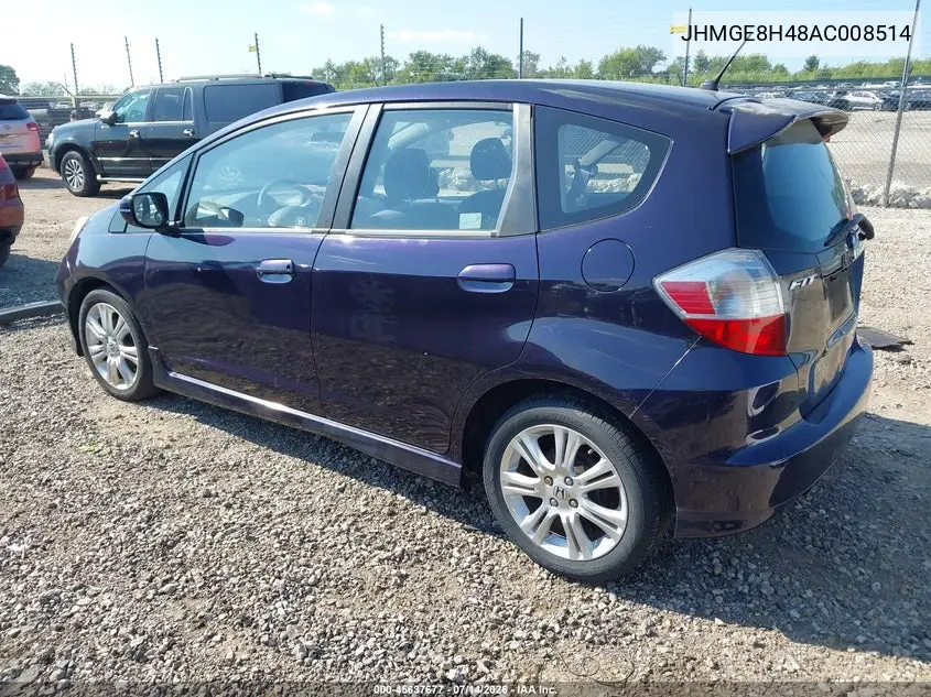 2010 Honda Fit Sport VIN: JHMGE8H48AC008514 Lot: 45637677