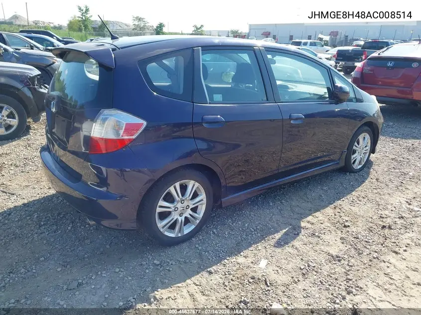 2010 Honda Fit Sport VIN: JHMGE8H48AC008514 Lot: 45637677
