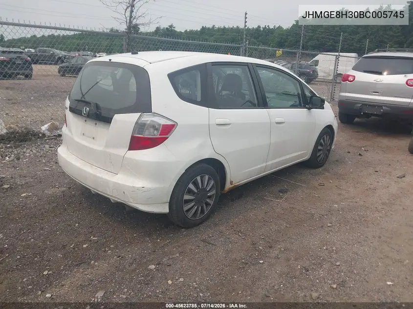 2011 Honda Fit VIN: JHMGE8H30BC005745 Lot: 45623785