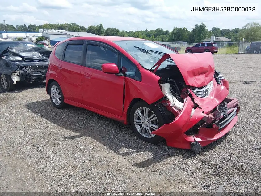 2011 Honda Fit Sport VIN: JHMGE8H53BC000038 Lot: 45679998