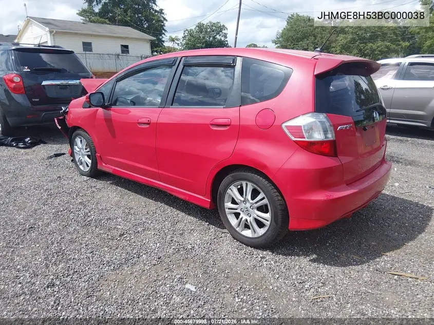 2011 Honda Fit Sport VIN: JHMGE8H53BC000038 Lot: 45679998