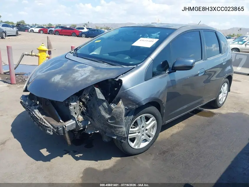 2012 Honda Fit VIN: JHMGE8H3XCC023865 Lot: 45651401