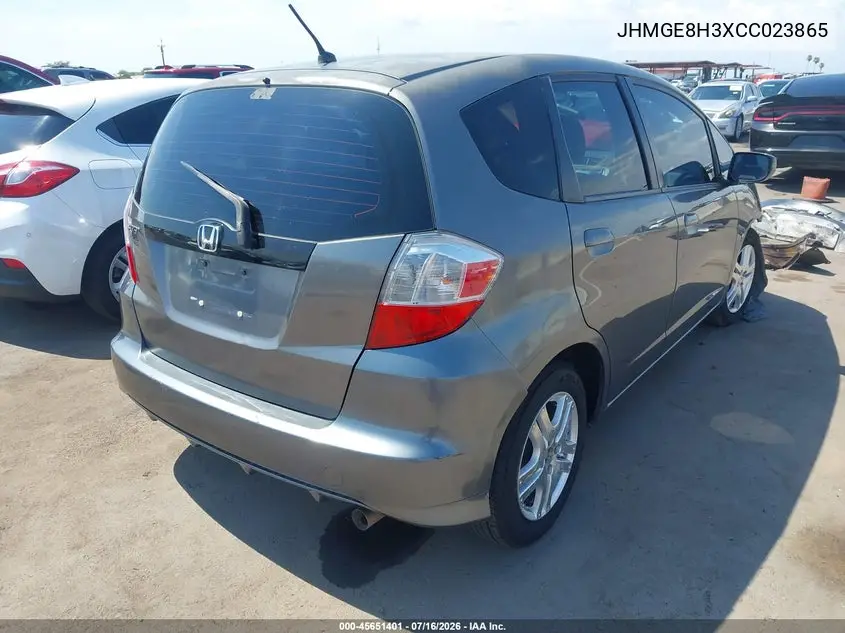 2012 Honda Fit VIN: JHMGE8H3XCC023865 Lot: 45651401