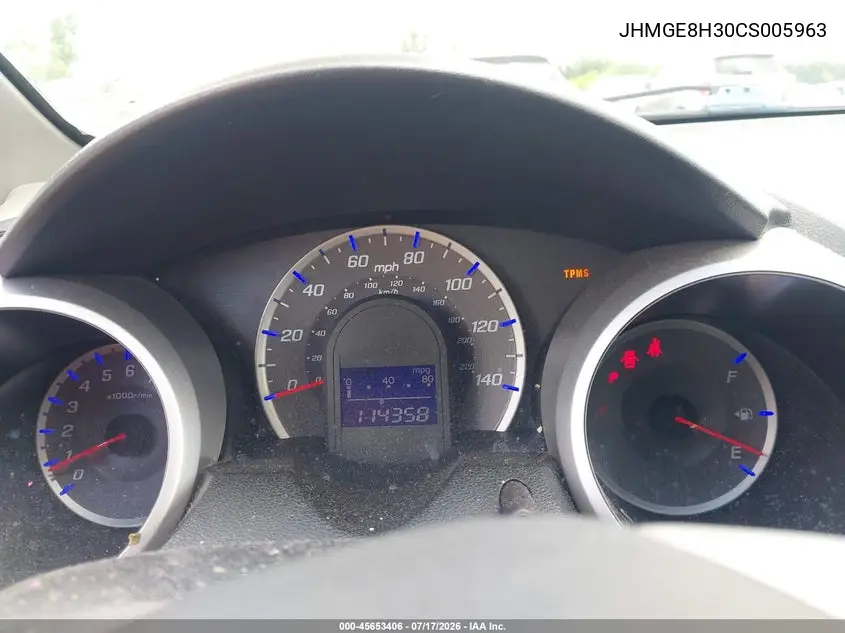 2012 Honda Fit VIN: JHMGE8H30CS005963 Lot: 45653406