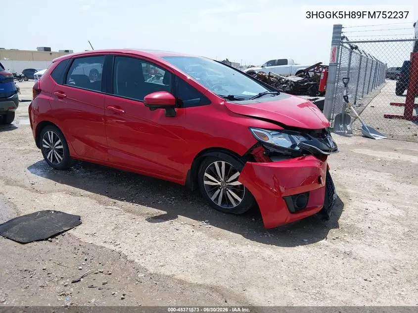 2015 Honda Fit Ex/Ex-L VIN: 3HGGK5H89FM752237 Lot: 45371573