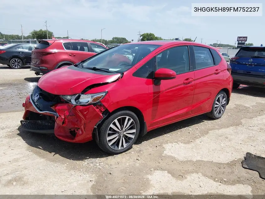 2015 Honda Fit Ex/Ex-L VIN: 3HGGK5H89FM752237 Lot: 45371573