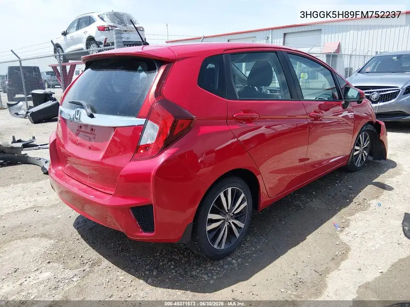 2015 Honda Fit Ex/Ex-L VIN: 3HGGK5H89FM752237 Lot: 45371573