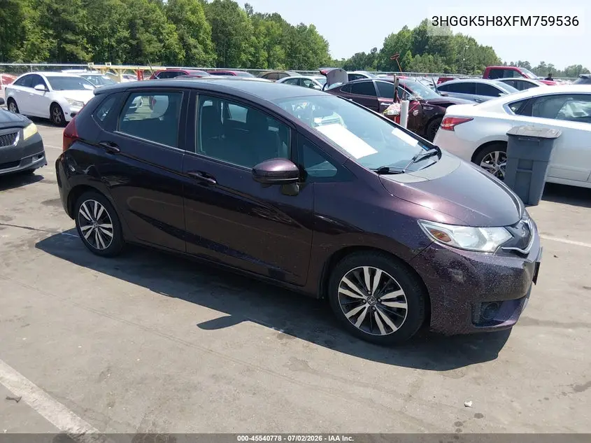 2015 Honda Fit Ex/Ex-L VIN: 3HGGK5H8XFM759536 Lot: 45540778