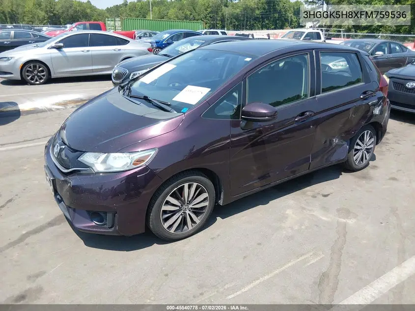 2015 Honda Fit Ex/Ex-L VIN: 3HGGK5H8XFM759536 Lot: 45540778