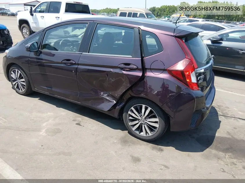2015 Honda Fit Ex/Ex-L VIN: 3HGGK5H8XFM759536 Lot: 45540778