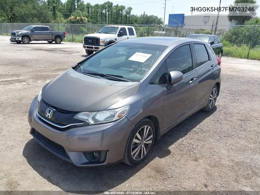2015 Honda Fit Ex/Ex-L VIN: 3HGGK5H87FM703246 Lot: 45579280