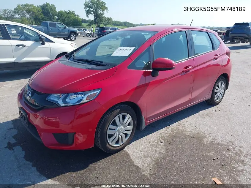 2015 Honda Fit Lx VIN: 3HGGK5G55FM748189 Lot: 45612805