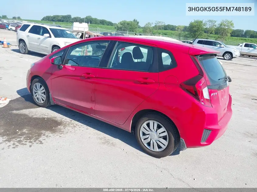 2015 Honda Fit Lx VIN: 3HGGK5G55FM748189 Lot: 45612805