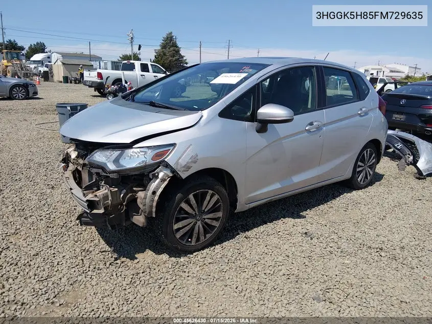2015 Honda Fit Ex/Ex-L VIN: 3HGGK5H85FM729635 Lot: 45626430