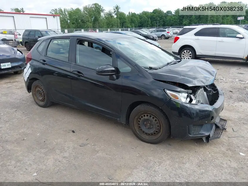 2016 Honda Fit Lx VIN: JHMGK5H54GX038238 Lot: 45354872