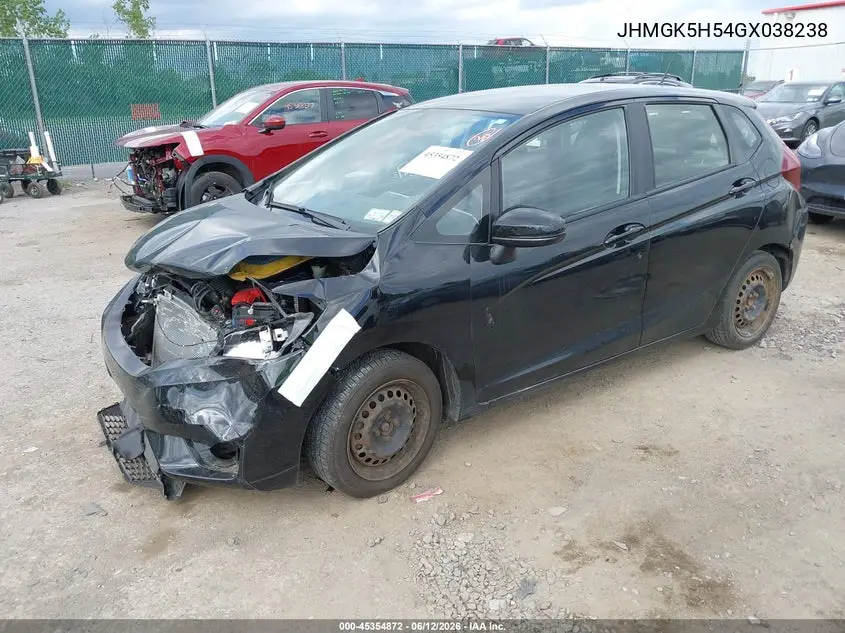 2016 Honda Fit Lx VIN: JHMGK5H54GX038238 Lot: 45354872