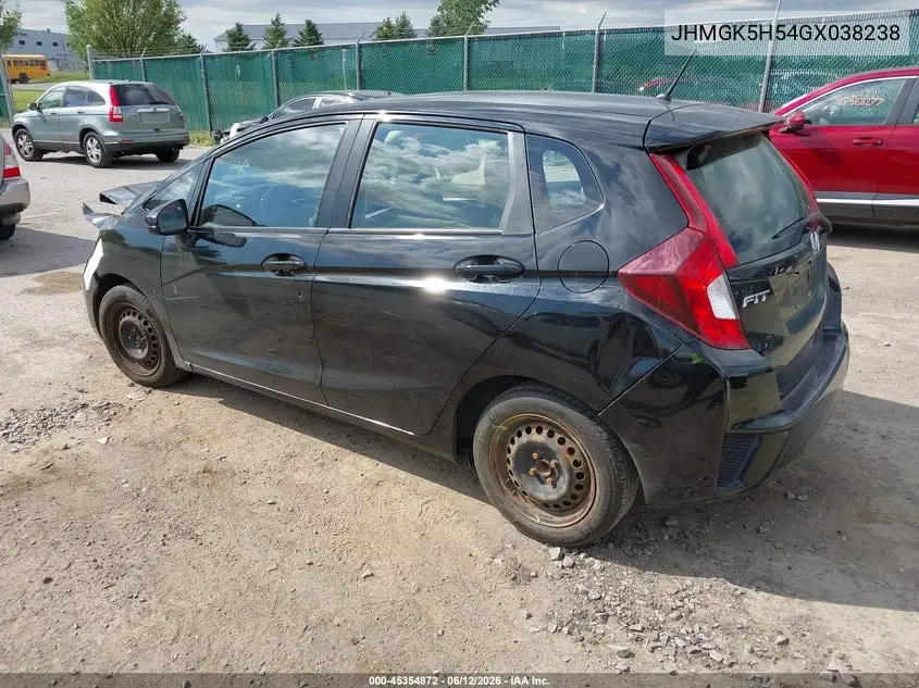 2016 Honda Fit Lx VIN: JHMGK5H54GX038238 Lot: 45354872