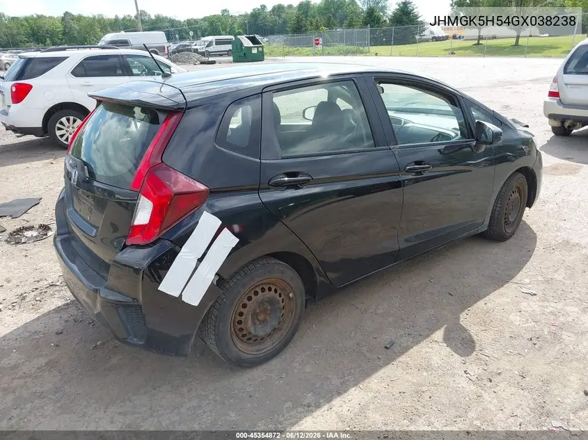 2016 Honda Fit Lx VIN: JHMGK5H54GX038238 Lot: 45354872